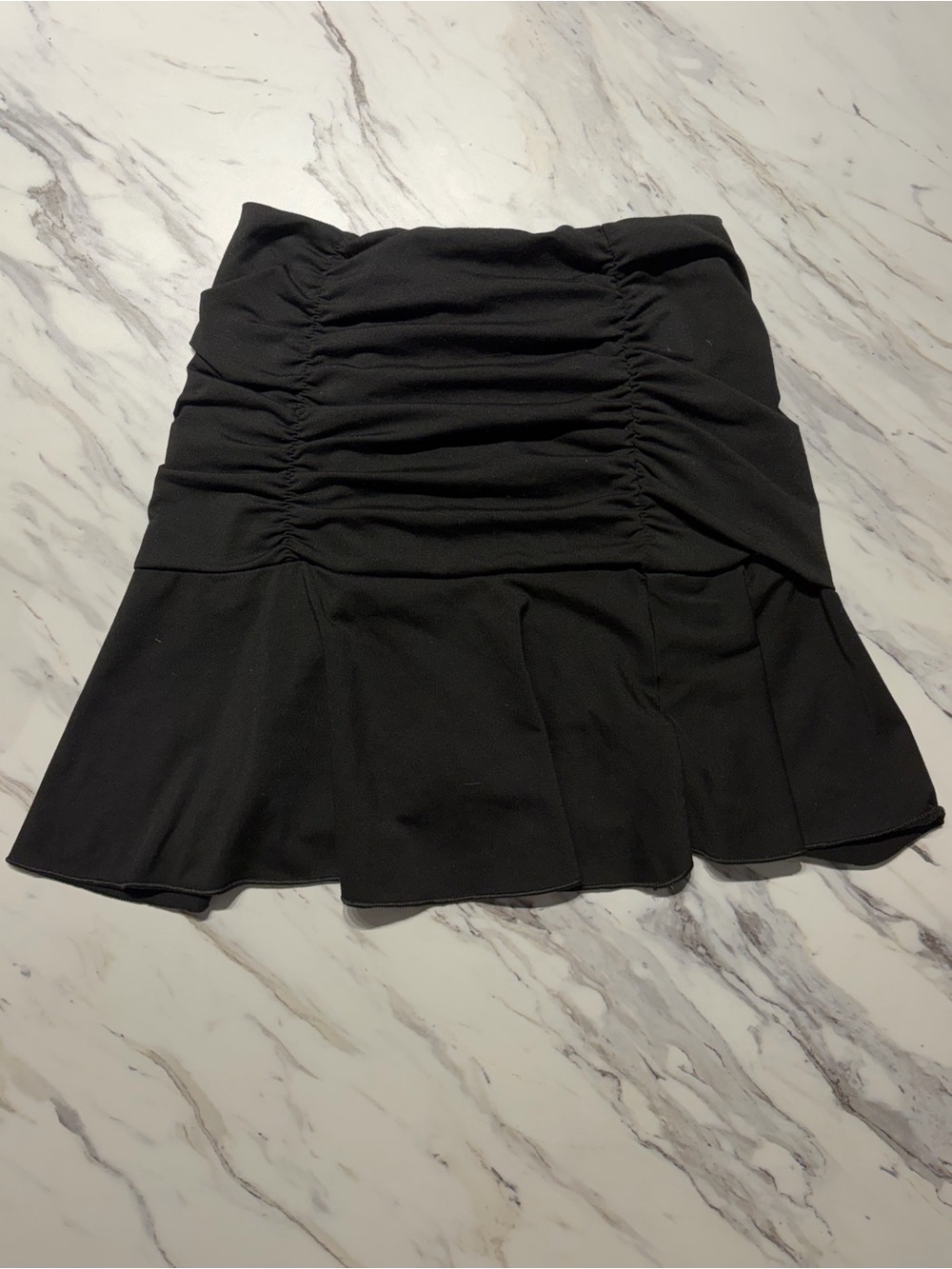 Black Ruched Flounce Mini Skirt Size Small - Picture 1 of 2